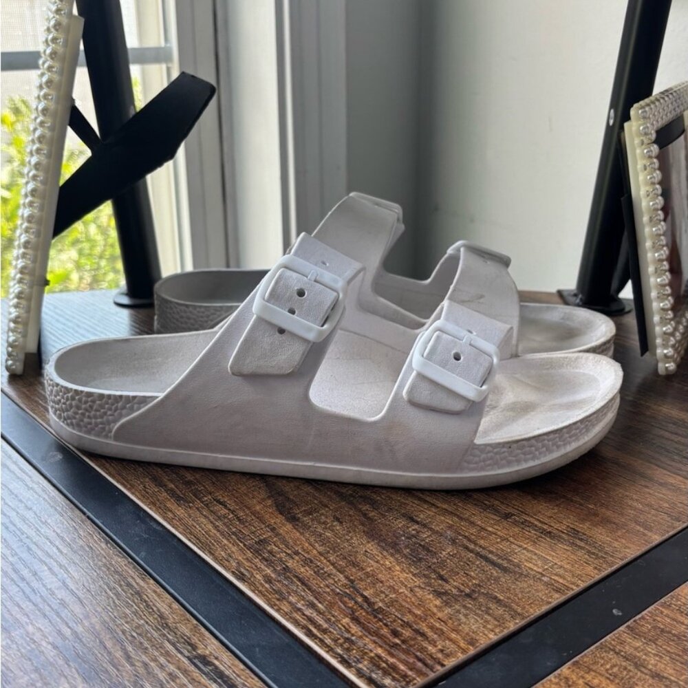 White Double Strap Sandals - Originally 20.00